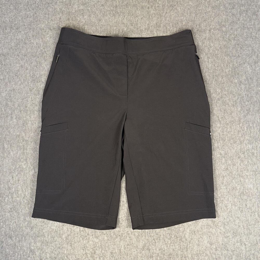 Chico's Shorts Womens 6 Gray Cargo Pull On Elastic Waist Nylon Stretch Travel